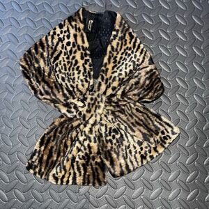 Vintage EL & Company Scarf Leopard Animal Print-Tied Neck Self Close Button